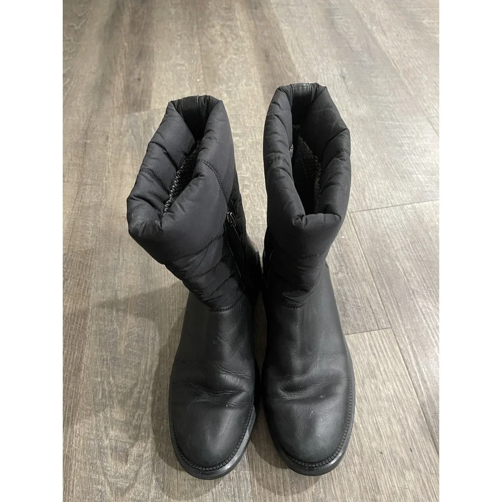 $650 AQUATALIA LORI Quilted LEATHER BOOTs‎ WATERPROOF Mid Calf Zip SZ 8